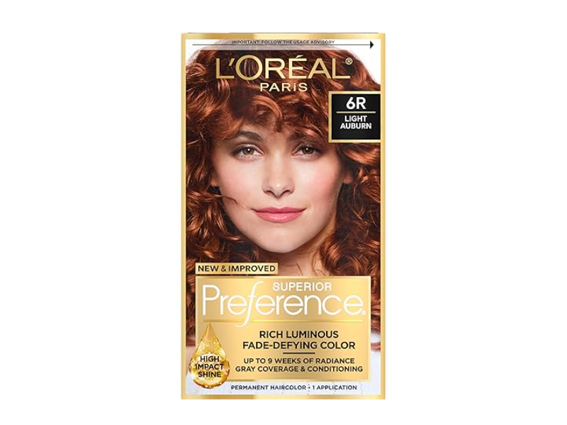 L'Oreal Paris Superior Preference Permanent Hair Color, 6R Light Auburn, 1 Application