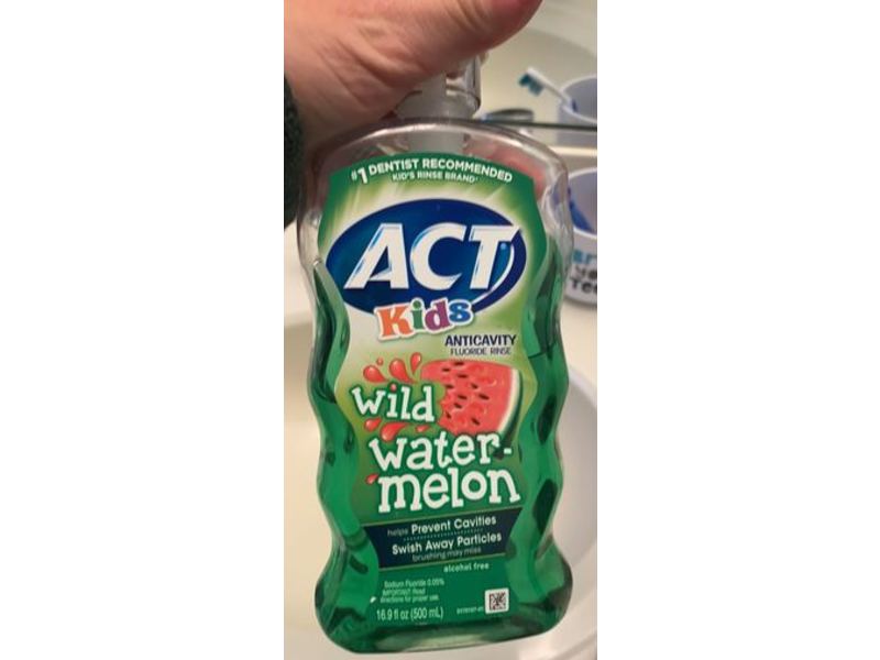 Act Kids Anti-Cavity Fluoride Rinse, Wild Watermelon, 16.9 fl oz/500 mL