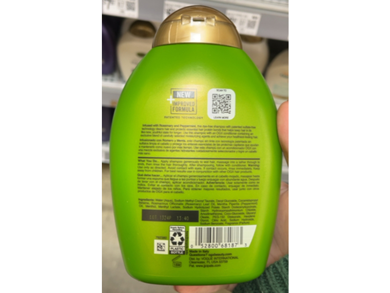 OGX Clarifying Strength+ Refresh & Clarify Shampoo, Rosemary Mint, 13 fl oz/385 mL