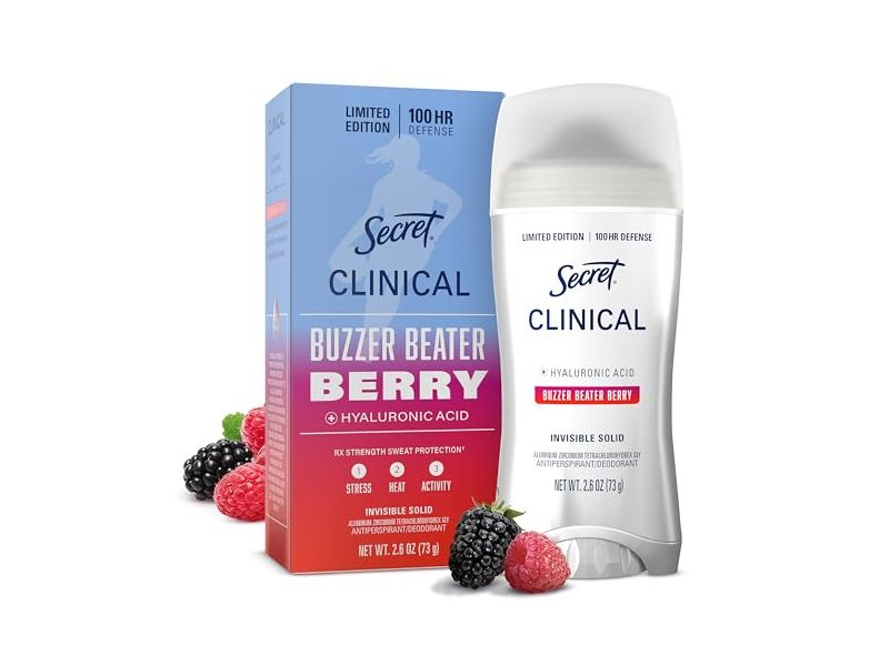 Secret Clinical Invisible Solid Deodorant, Buzzer Beater Berry Scent, 2.6 oz/73 g