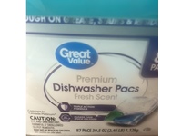Great Value Premium Dishwasher Pacs, Fresh Scent, 39.5 oz/1.12 kg, 87 Pacs - thumbnail 2