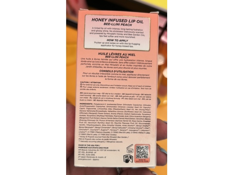 Gisou Honey Infused Lip Oil, Bee-llini Peach, 0.27 fl oz/8 mL