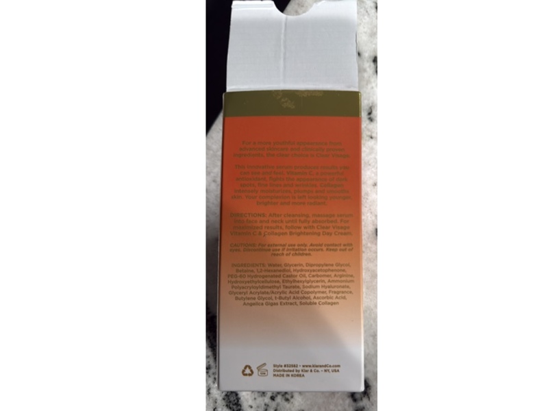 Clear Visage Vitamin C & Collagen Brightening Serum, 1.69 fl oz/50 mL