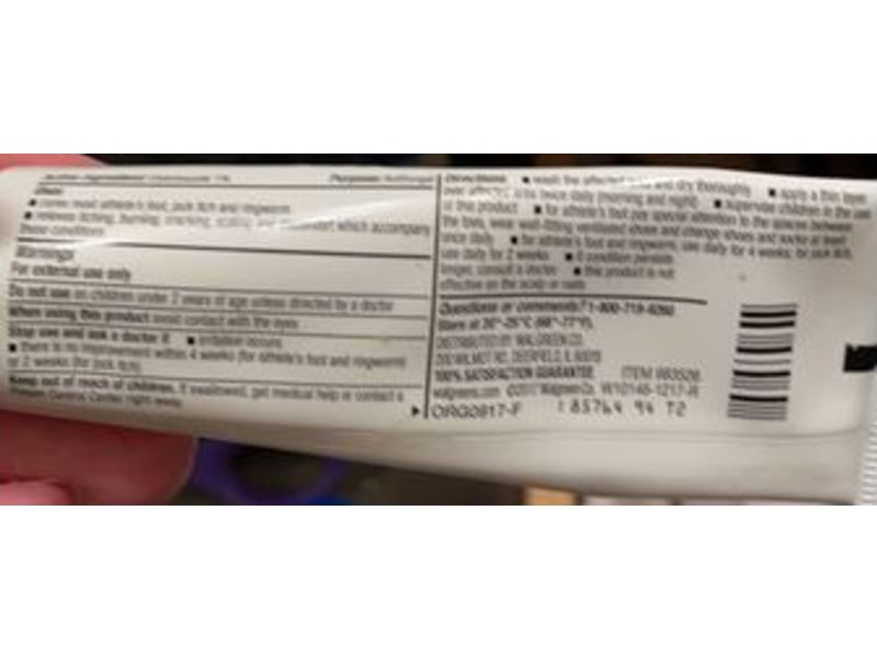 Walgreens Athlete's Foot Cream, Clotrimazole Cream USP, 1%, Antifungal, 1 oz/28 g