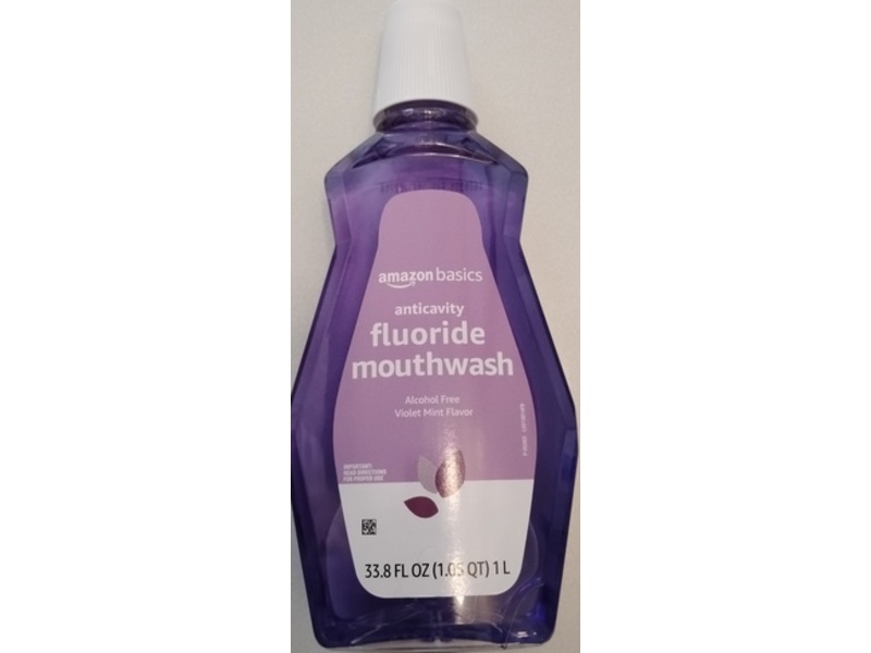 Amazon Basics Anticavity Fluoride Mouthwash, Violet Mint Flavor, 33.8 fl oz/1 L