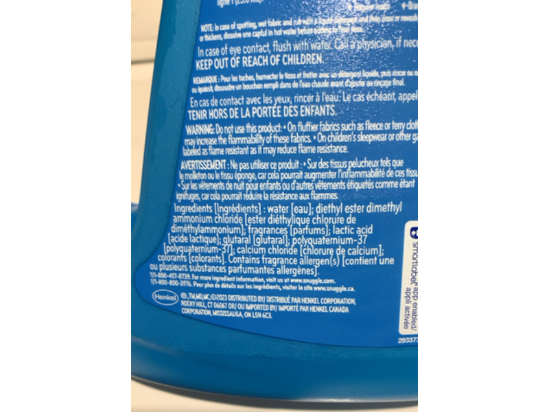 Snuggle Fabric Conditioner, Blue Sparkle, 55 Loads, 44 fl oz/1.3 L