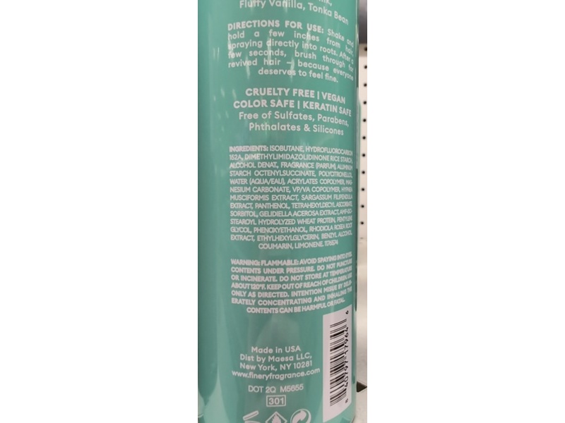 Fine'ry Fine Fragrance Dry Shampoo, Pistachio Please, 5 oz/142 g