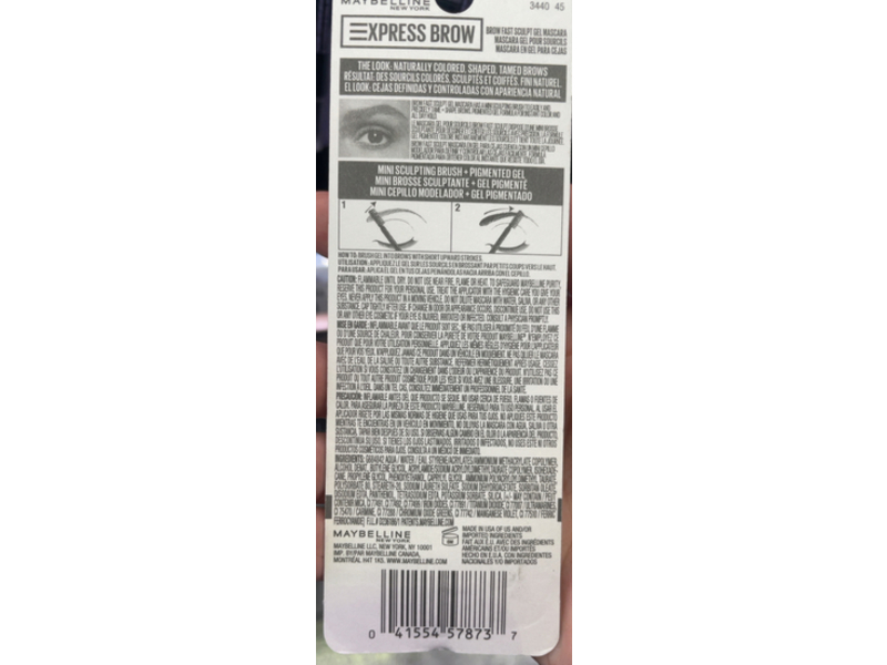 Maybelline Brow Fast Sculpt Gel Mascara, Deep Brown 260, 0.09 fl oz/2.75 mL