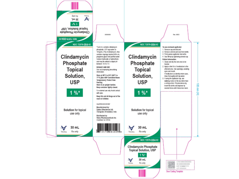 Clindamycin Phosphate Topical Solution, USP, 1 %, 30 mL, Viona (RX)