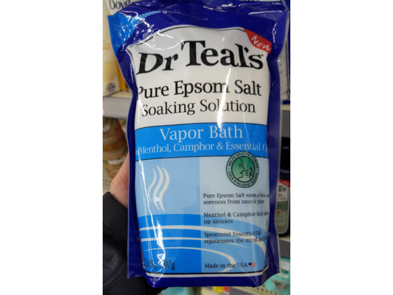 Dr Teal's Vapor Bath Salt, Pure Epsom, 907 g