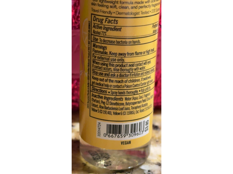 Bath & Body Works Anti-Bacterial Hand Spray, Sunshine & Lemons, 1 fl oz/29 mL