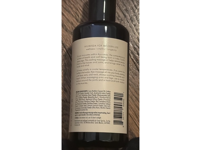 Surya Cooling Abhyanga Massage & Body Oil, 6.7 fl oz/200 mL