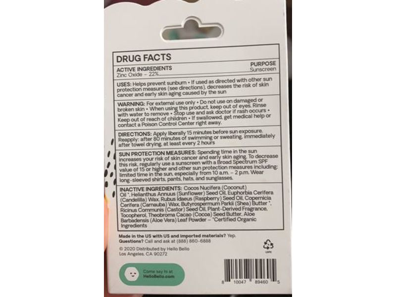 Hello Bello Face + Body Sun Stick, SPF 30, 1.0 oz/28 g