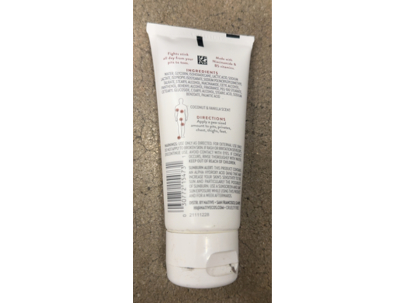 Native Whole Body Cream Deodorant, Coconut & Vanilla, 3 oz/85 g