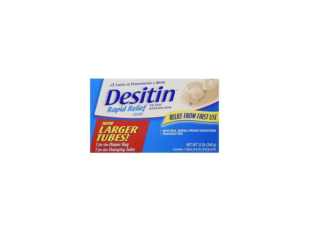 Desitin Rapid Relief Zinc Oxide Diaper Rash Cream, 6 oz (pack of 2