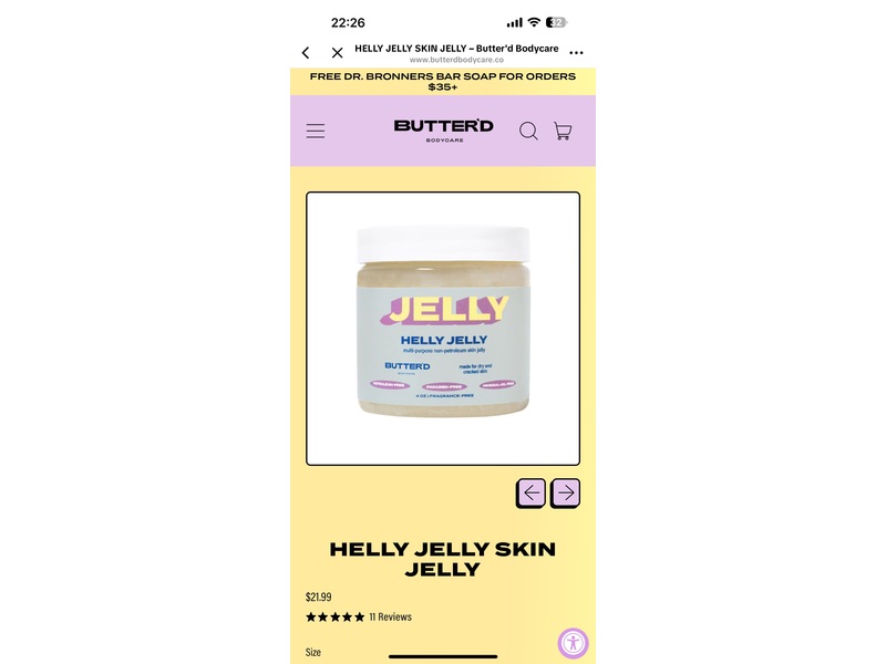 Butter'd Body Care Skin Jelly, Helly Jelly, 4 oz