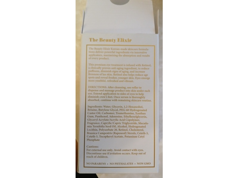 The Beauty Elixir Anti-Aging Under Eye Roller Serum, Retinol, 1.69 fl oz/50 mL