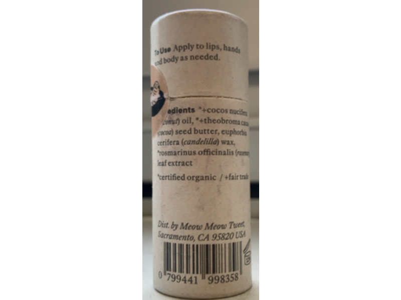 Meow Meow Tweet Lip Balm, Coconut Cacao, 0.5 oz/15 g