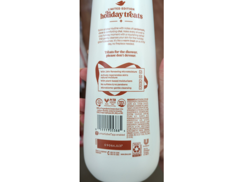 Dove Limited Edition Holiday Treats Body Wash, Spiced Chai Latte, 20 fl oz/591 mL