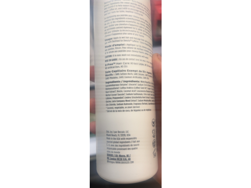 Briogeo Destined For Density Peptide Density Shampoo, Caffeine + Biotin, 8 fl oz/236 mL