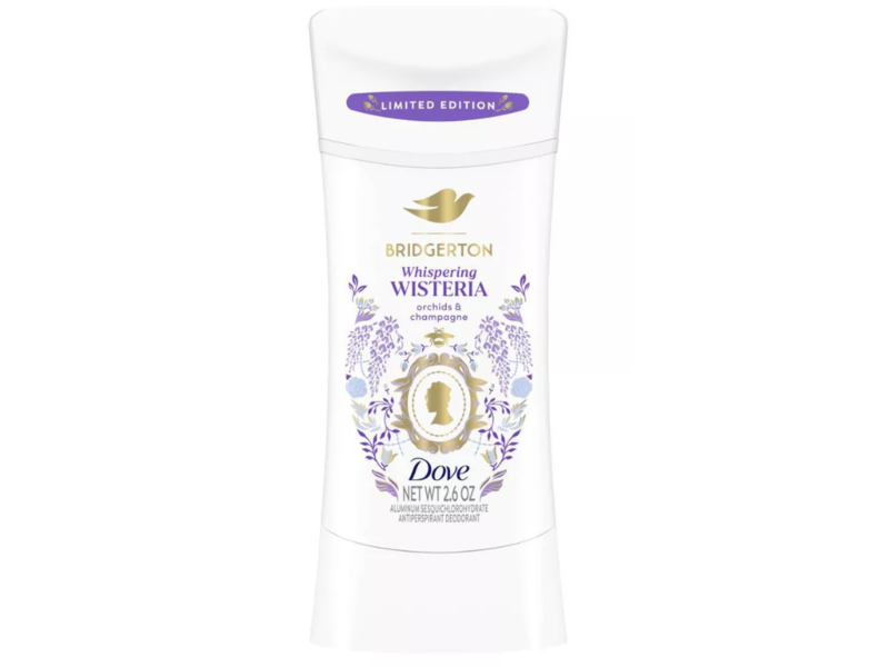 Dove Bridgerton Whispering Wisteria Antiperspirant Deodorant, Orchids & Champagne, 2.6 oz