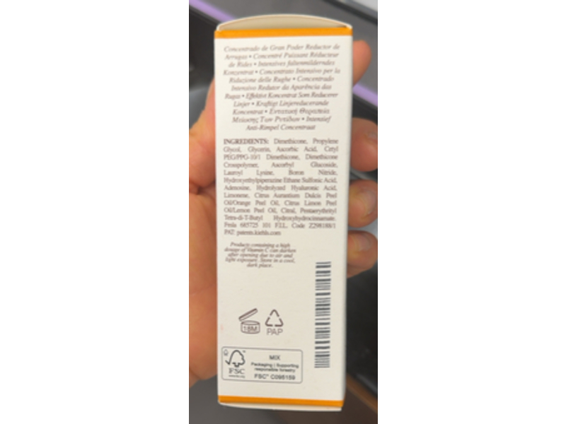 Kiehl's Powerful-Strength Line-Reducing Concentrate Serum, Vitamin C + Hyaluronic Acid, 2.5 fl oz/75 mL