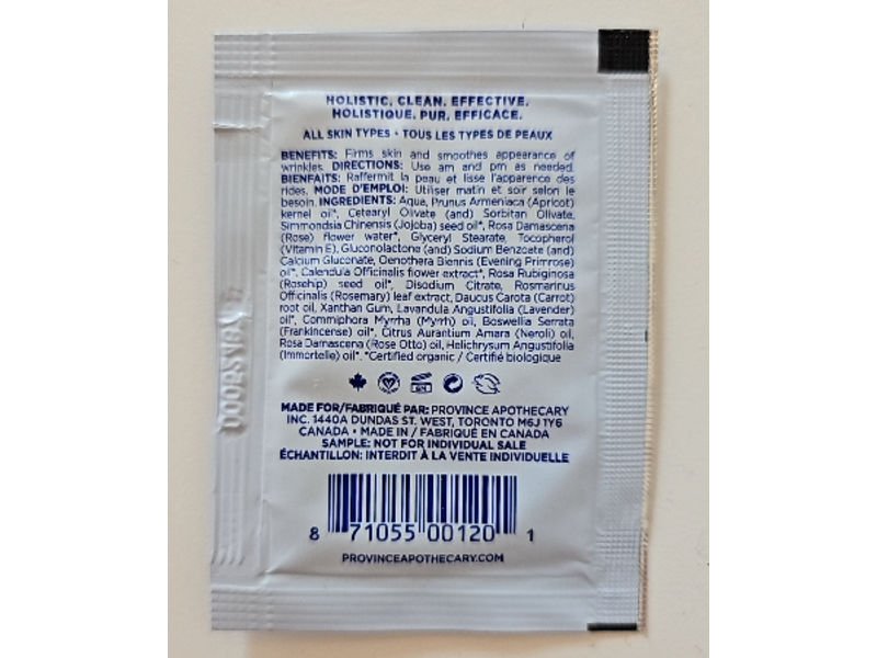 Province Apothecary Nourishing + Revitalizing Moisturizer, Carrot & Rose Hip, 0.1 fl oz/3 mL