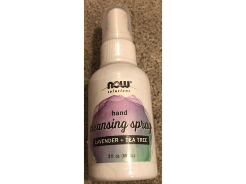 NOW Solutions Hand Cleansing Spray, Lavender + Tea Tree, 2 fl oz/59 mL