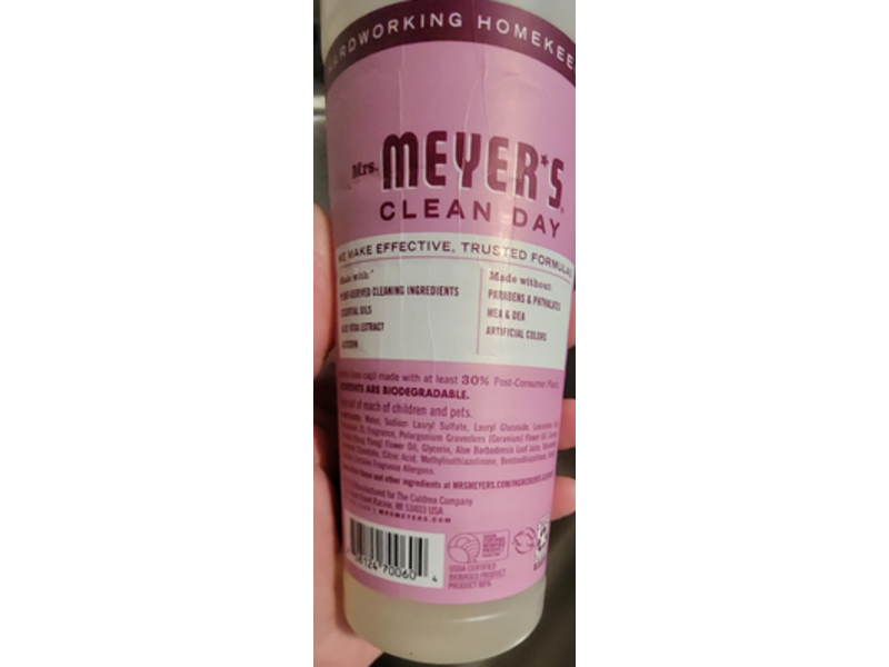 Mrs. Meyer's Clean Day Dish Soap, Peony Scent, 16 fl oz/473 mL