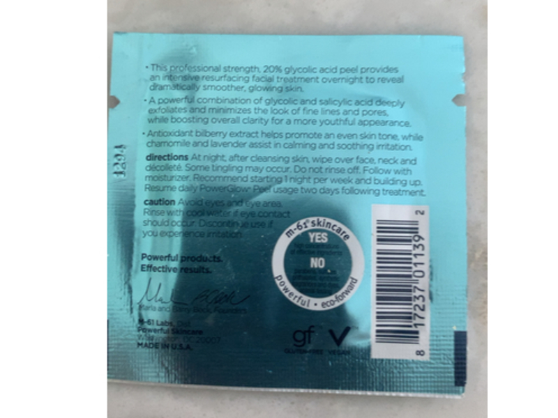 M-61 PowerGlow Exfoliating Facial Peel, Extra Strength 20%, 8 Count