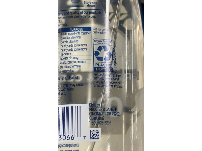 Dawn Free & Clear Dishwashing Liquid, Lemon Scent, 24.3 fl oz/718 mL