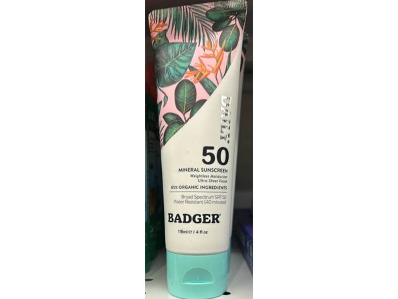 Badger Daily Sunscreen, Spf 50, 4 fl oz/118 mL