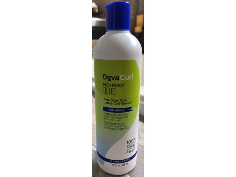 DevaCurl No-Poo Blue Anti-Brass Zero Lather Curl Cleanser, 12 fl oz