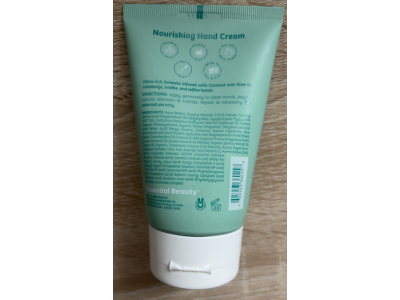 Essential Beauty Soft As Silk Nourishing Hand Cream, Coconut + Aloe, 4 fl oz/113 g