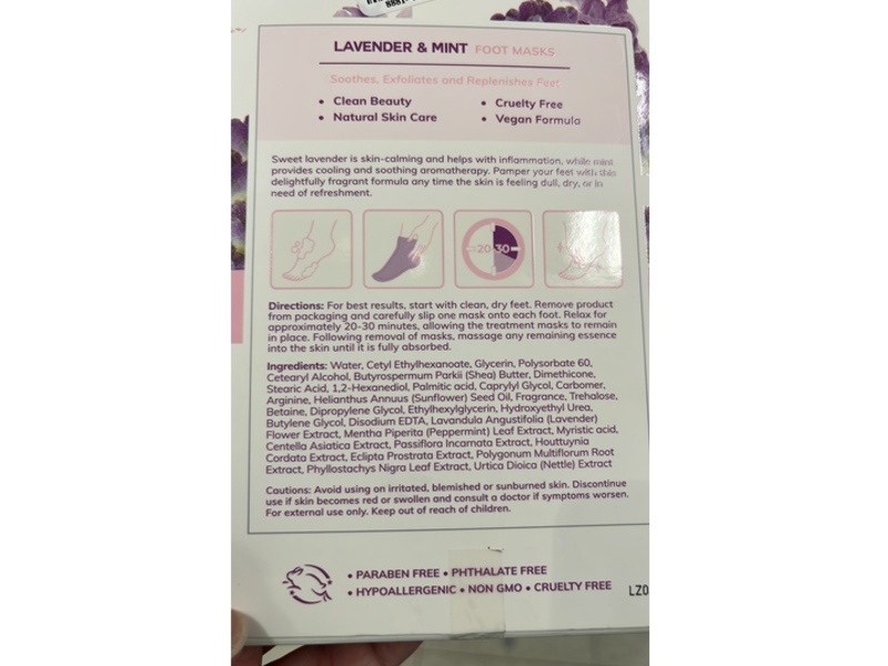 Skin 2.0 Foot Masks, Lavender & Mint, 2.54 oz/72 g, 3 Pairs