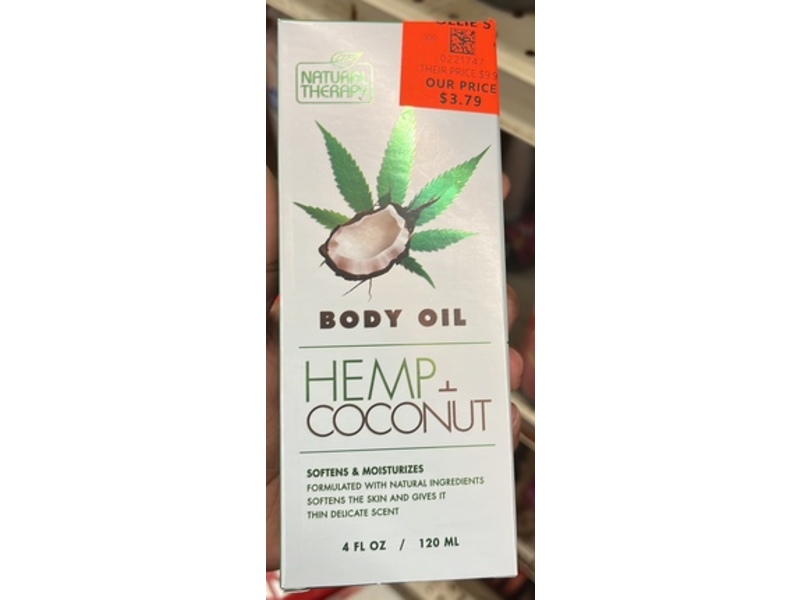 Natural Therapy Body Oil, Hemp & Coconut, 4 fl oz/120 mL