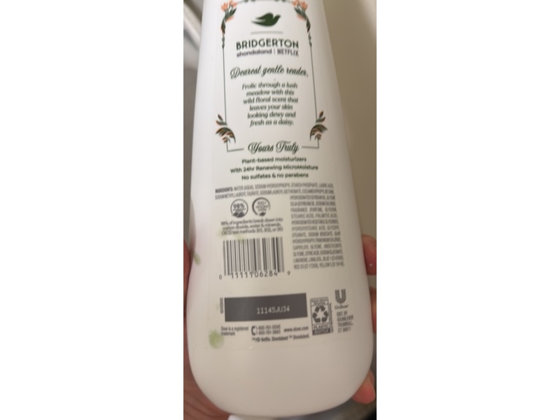 Dove Bridgerton Love & Meadows Body Wash, Bergamot & Wildflowers, 20 fl oz