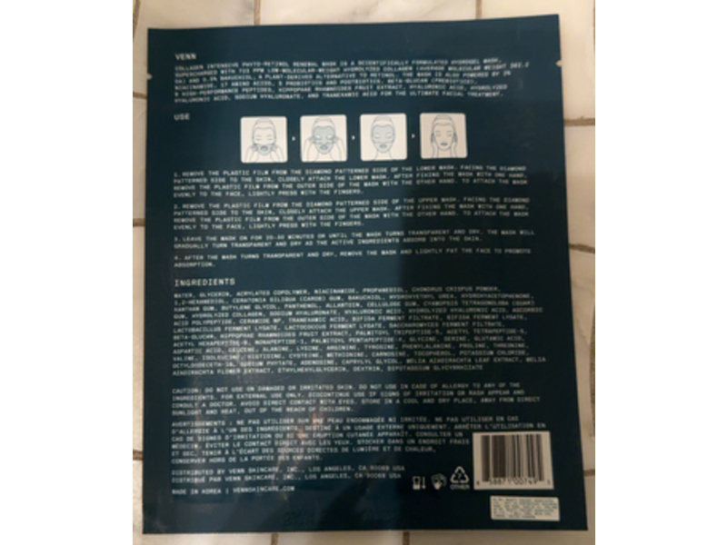 Venn Collagen Intensive Phyto - Retinol Renewal Mask, Hydrolyzed Collagen & Bakuchiol, 0.81 oz/23 g