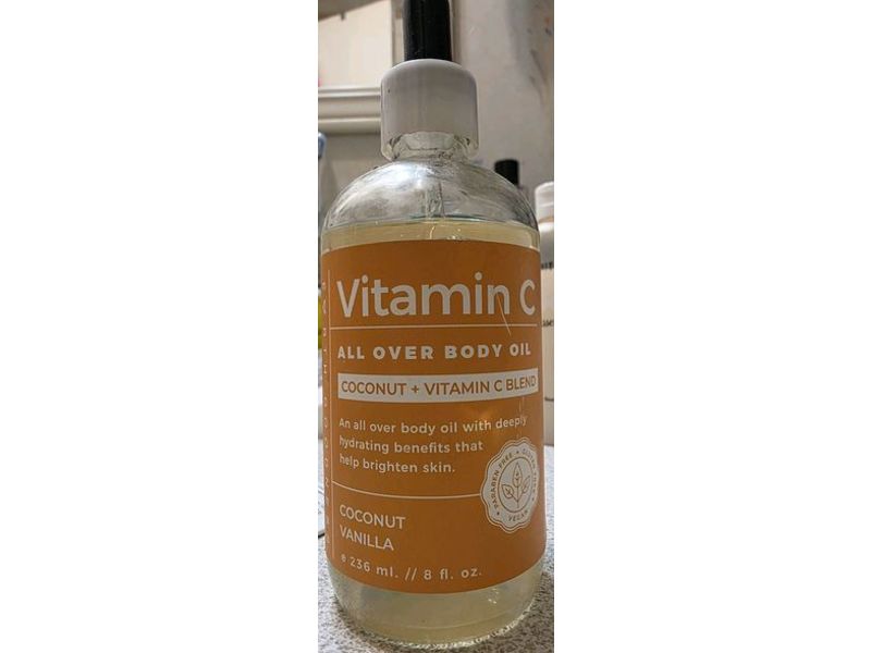 Earth Goodness Vitamin C All Over Body Oil Coconut+Vitamin C Blend, Coconut & Vanilla, 8 fl oz/236 mL
