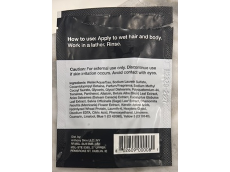 Anthony Hair + Body Wash, Invigorating Rush, 0.27 fl oz/8 mL