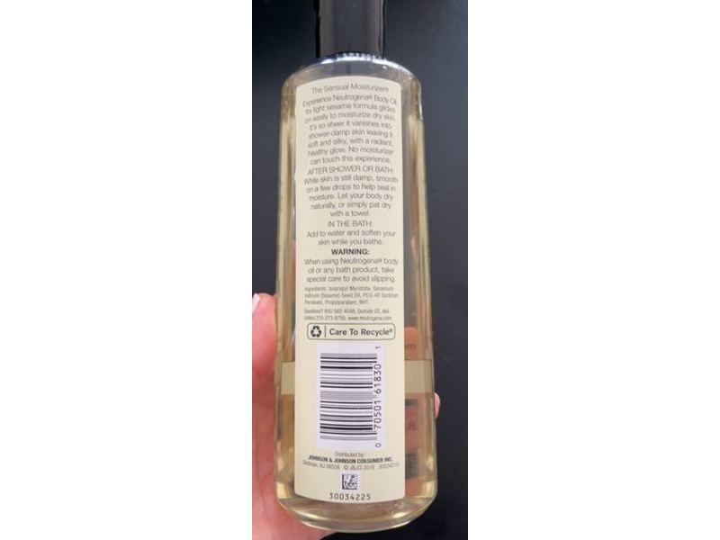 Neutrogena Body Oil, Fragrance Free, 8.5 fl oz/250 mL