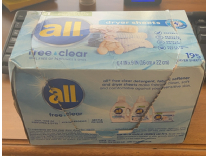 All Dryer Sheets, Free & Clear, 195 Count