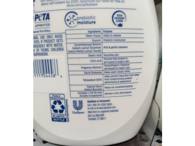 Baby Dove Sensitive Skin Care Hypoallergenic Wash, 34 fl oz/1L