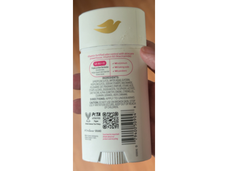 Dove Vitamin Care+ Deodorant, Raspberry & Rose, 2.6 oz/74 g