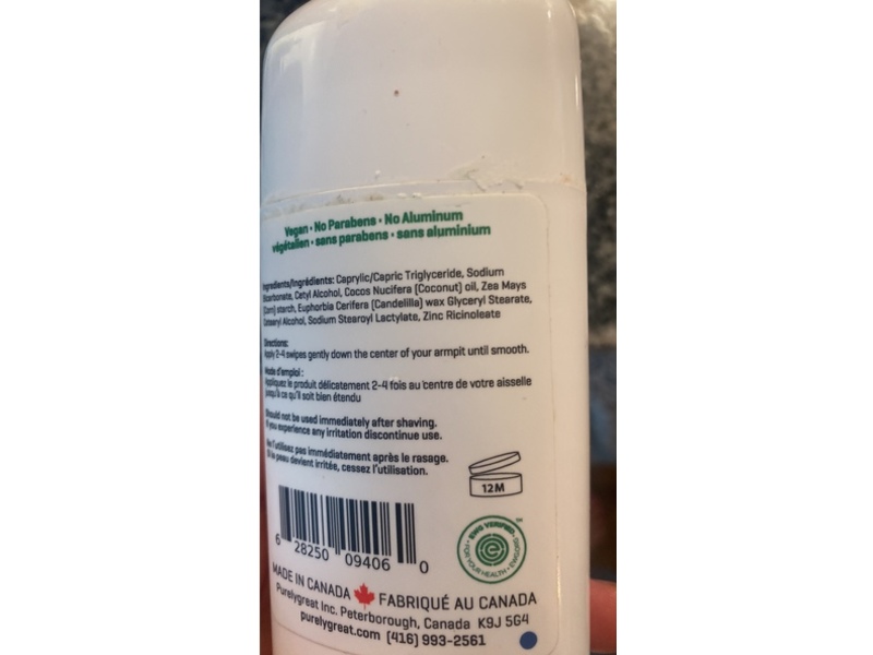 Purely Great Natural Deodorant, Unscented, 2.64 fl oz/75 g