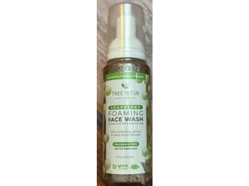 Tree To Tub Soapberry Foaming Face Wash, Fragrance-Free, 4 fl oz/120 mL