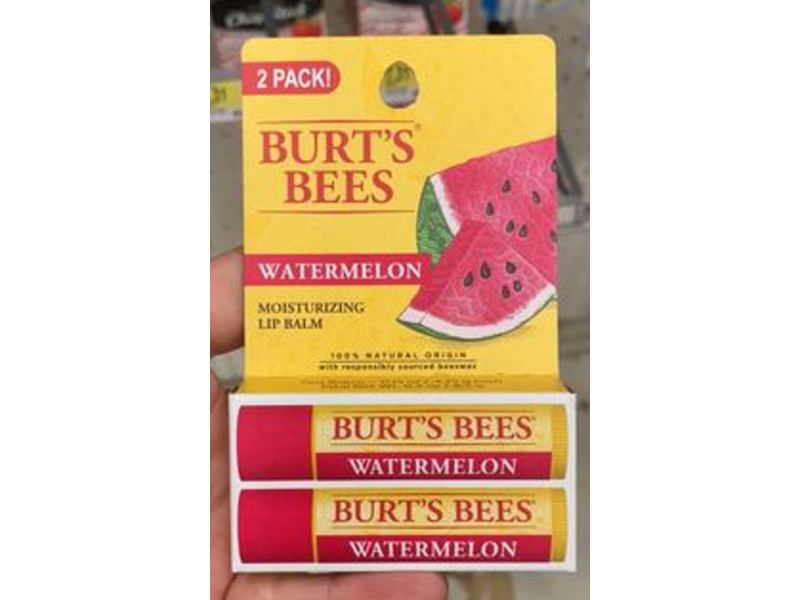 Burt's Bees Moisturizing Lip Balm, Watermelon, 0.15 oz, 2 Pack