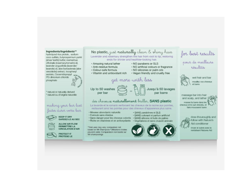 Nature's Aid Shampoo Bar, Lavender & Rosemary, 72 g