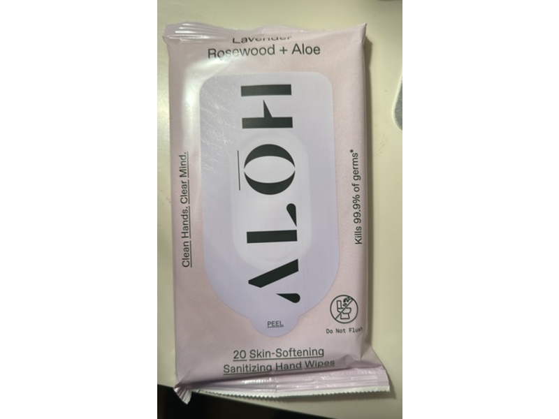 Aloh Skin-Softening Sanitizing Hand Wipes, Lavender Rosewood + Aloe, 20 Count, Pack Of 3