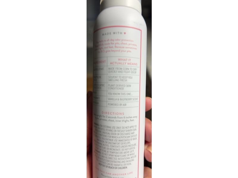 Native Whole Body Deodorant Spray, Vanilla & Raspberry, 3.5 oz/99 g